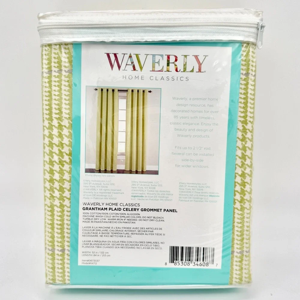 Waverly Grantham Plaid Celery Green Grommet Panel 52